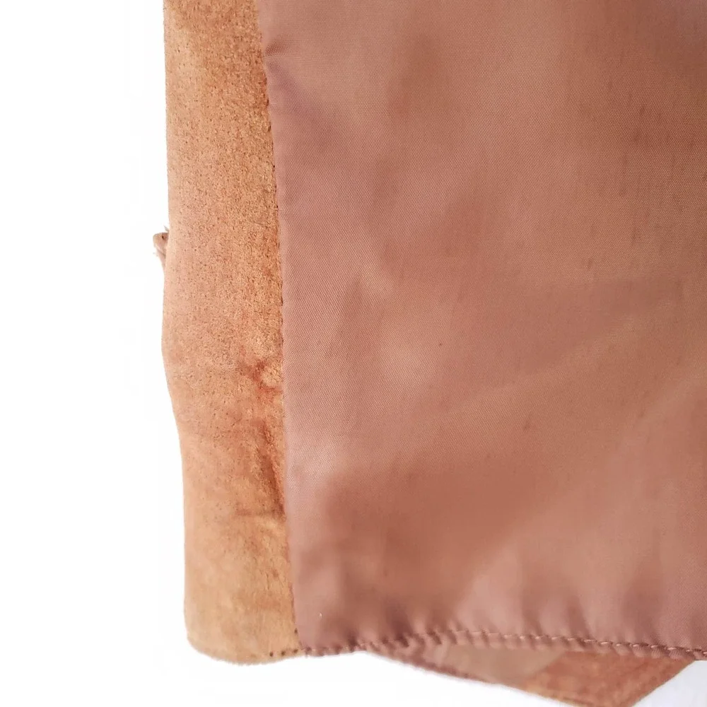 Vintage Suede Cognac Brown Western-Style Vest - Picture 9 of 11